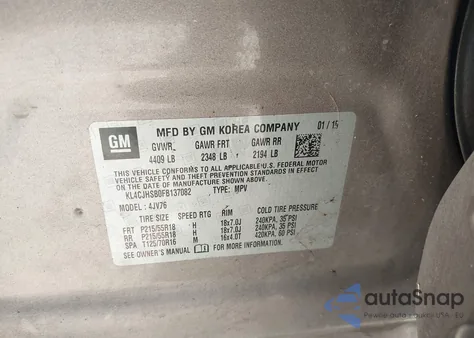 2015 Buick Encore Premium from USA, damaged, VIN KL4CJHSB0FB137082